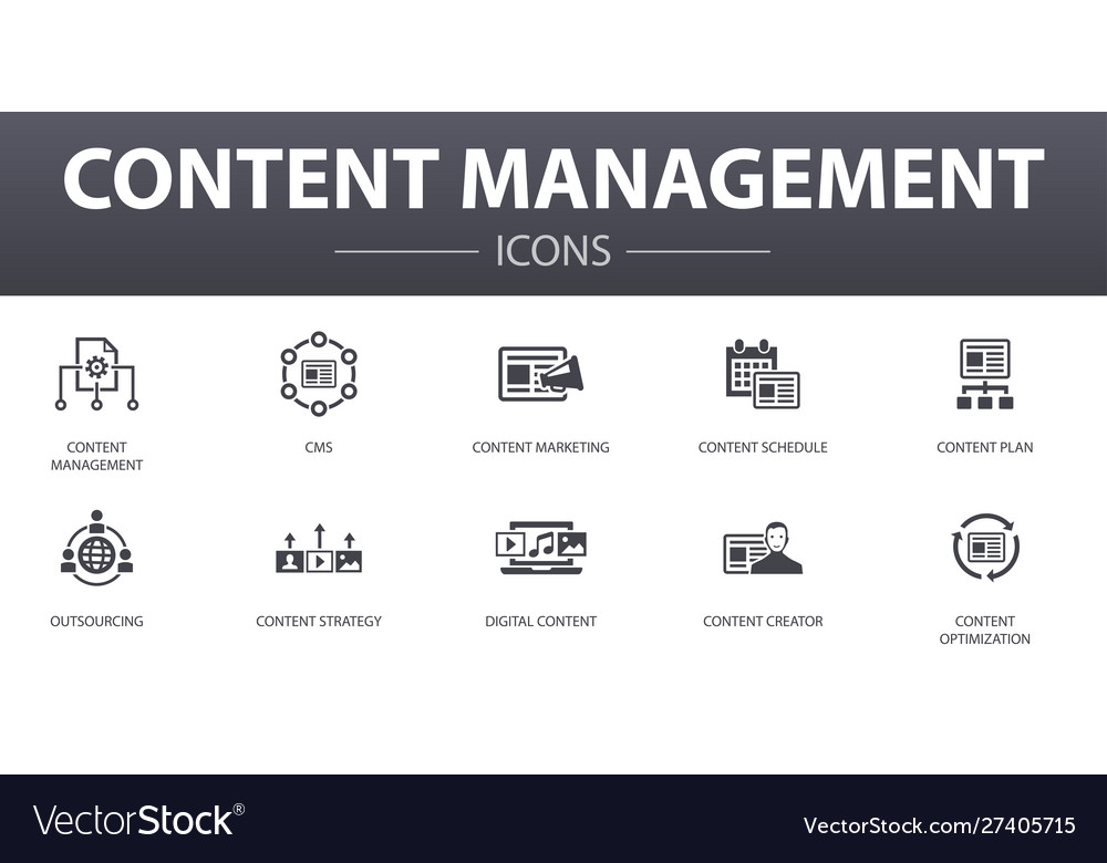 Content management simple concept icons set