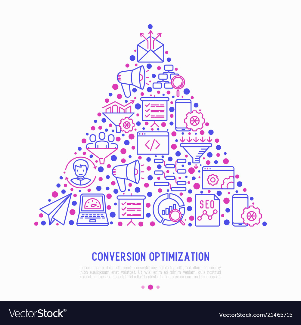 Conversion optimization concept in triangle vector image Conversion optimization concept in triangle