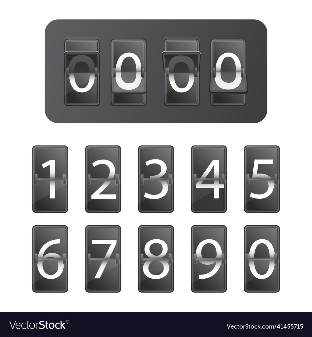 Countdow timer clock mechanical flip scoreboard vector image Countdow timer clock mechanical flip scoreboard