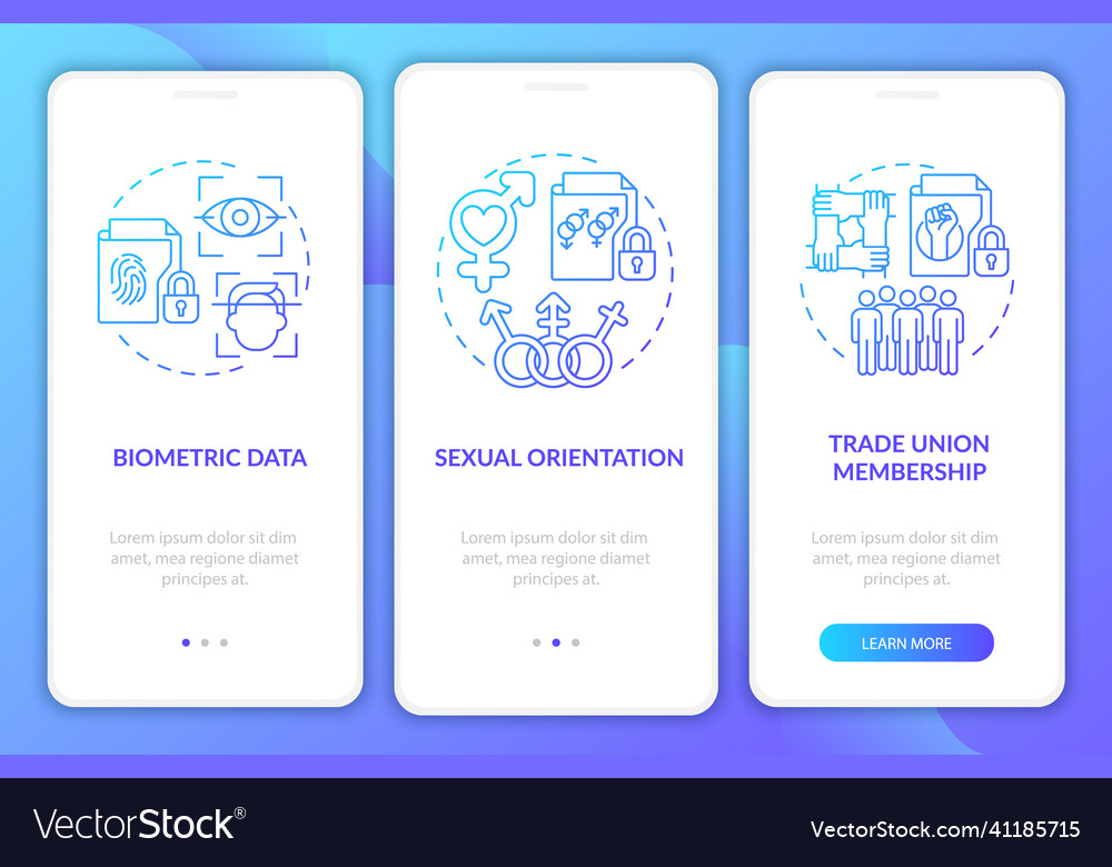 Examples of personal data blue gradient Vector Image Examples of personal data blue gradient