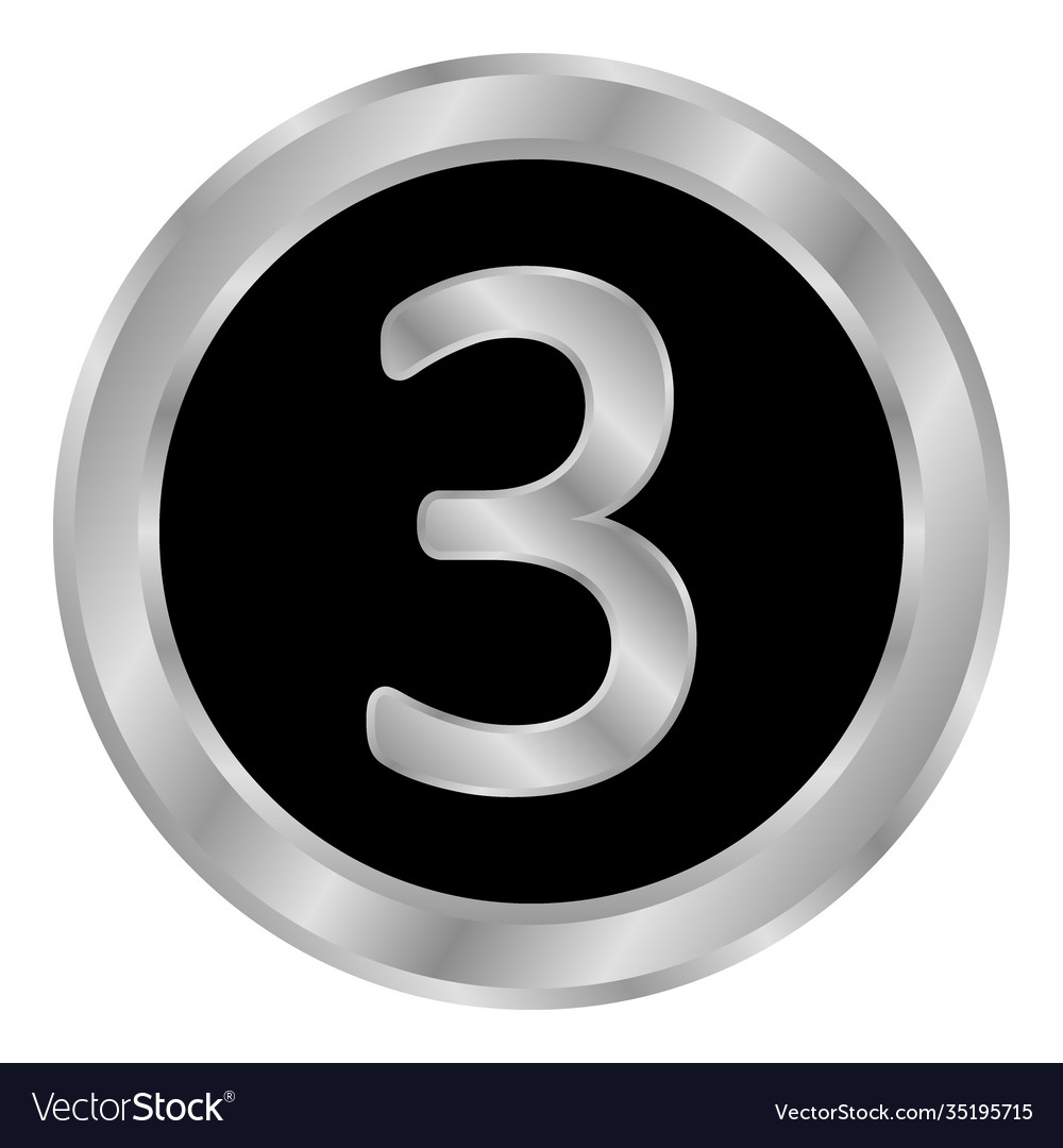 Gold number three button