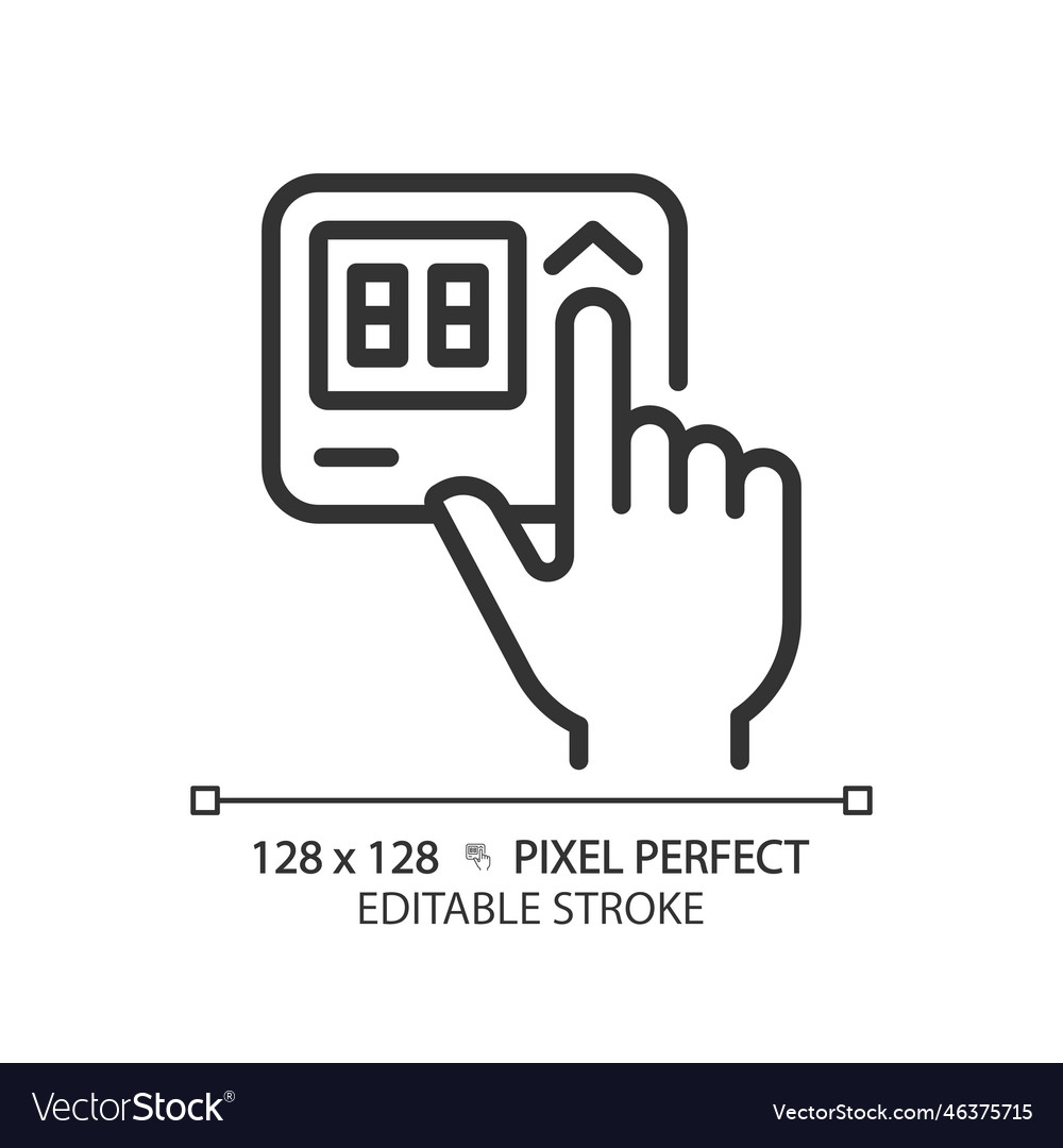 Hand with thermostat pixel perfect linear icon