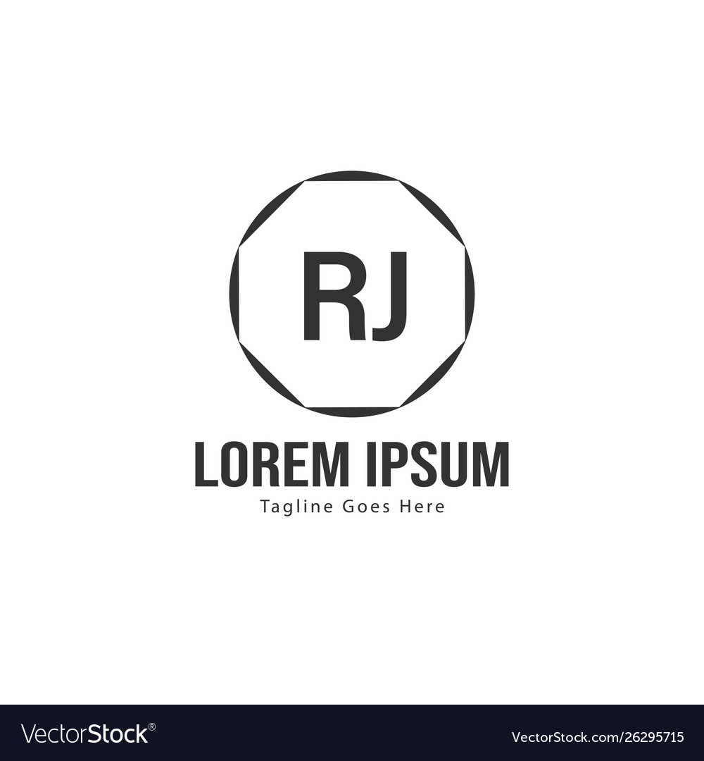 Initial rj logo template with modern frame