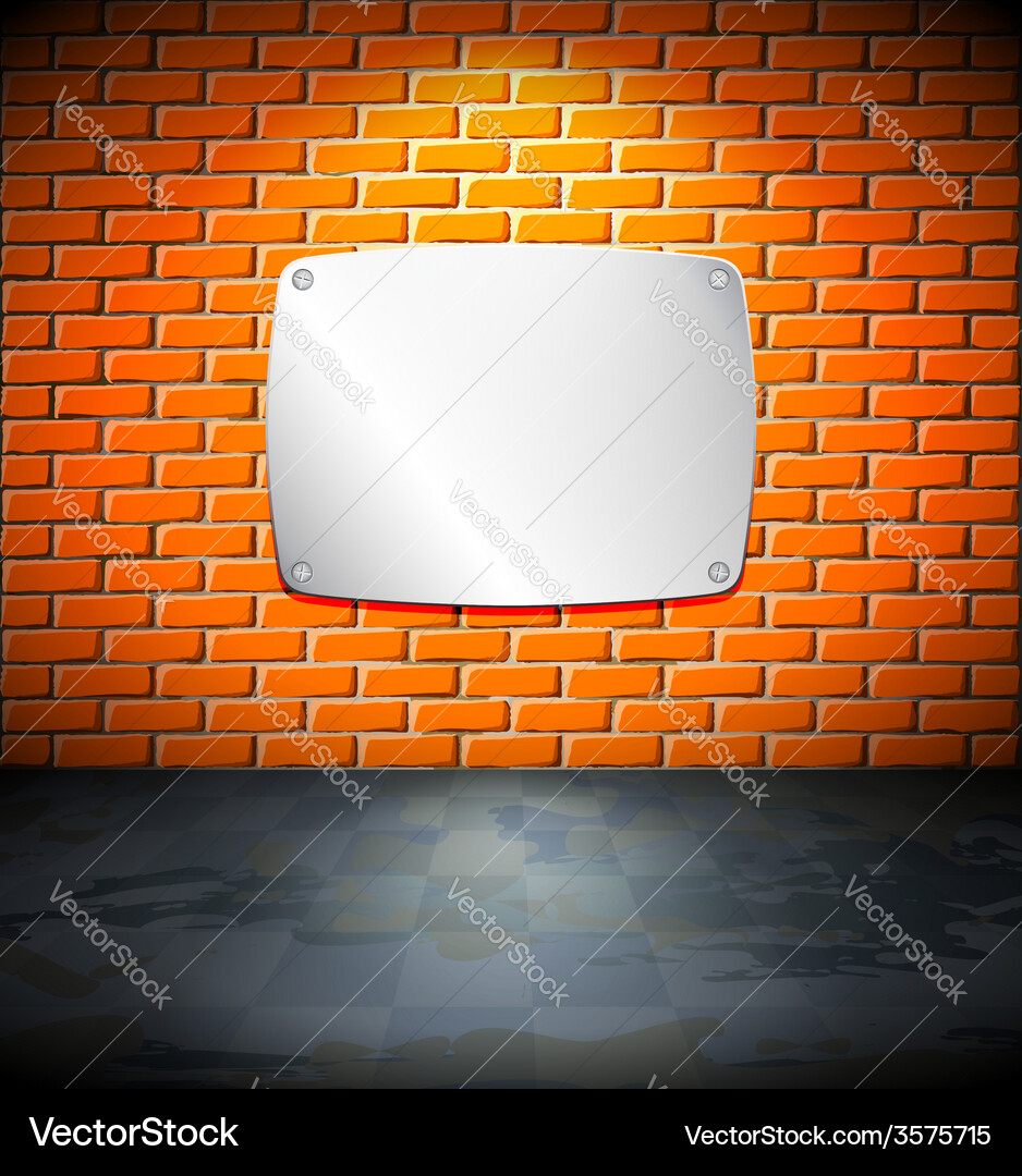 Metal screen on the brick wall Royalty Free Vector Image