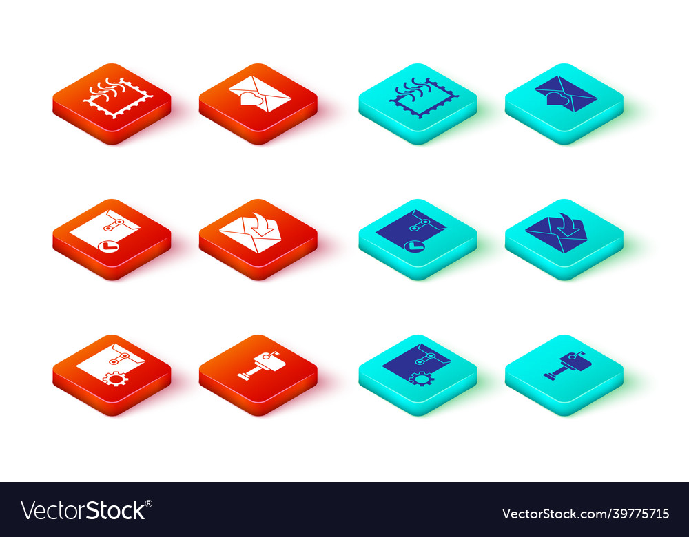 Set envelope setting mail box and check mark vector image Set envelope setting mail box and check mark