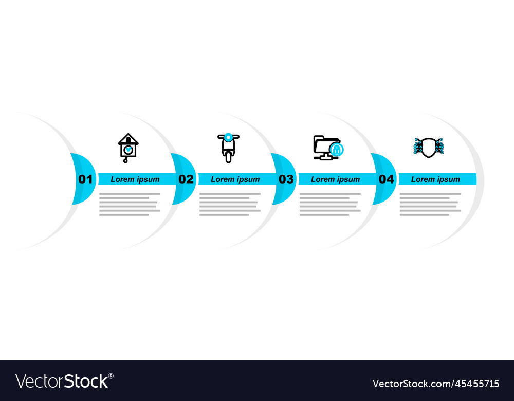 Set line cyber security ftp folder and lock Vector Image Set line cyber security ftp folder and lock