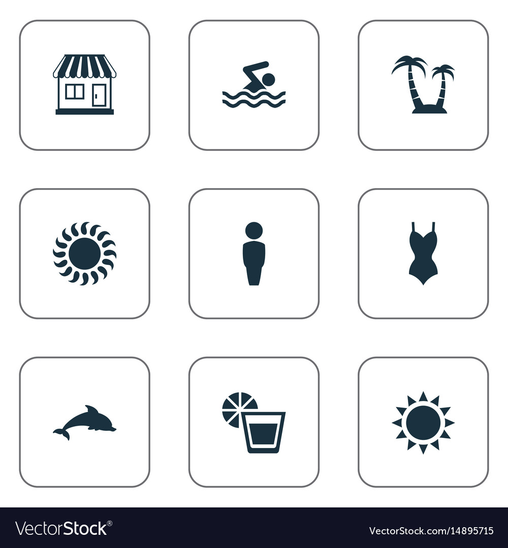 Set of simple seaside icons