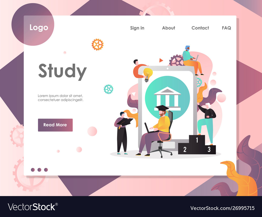 Study website landing page design template Vector Image