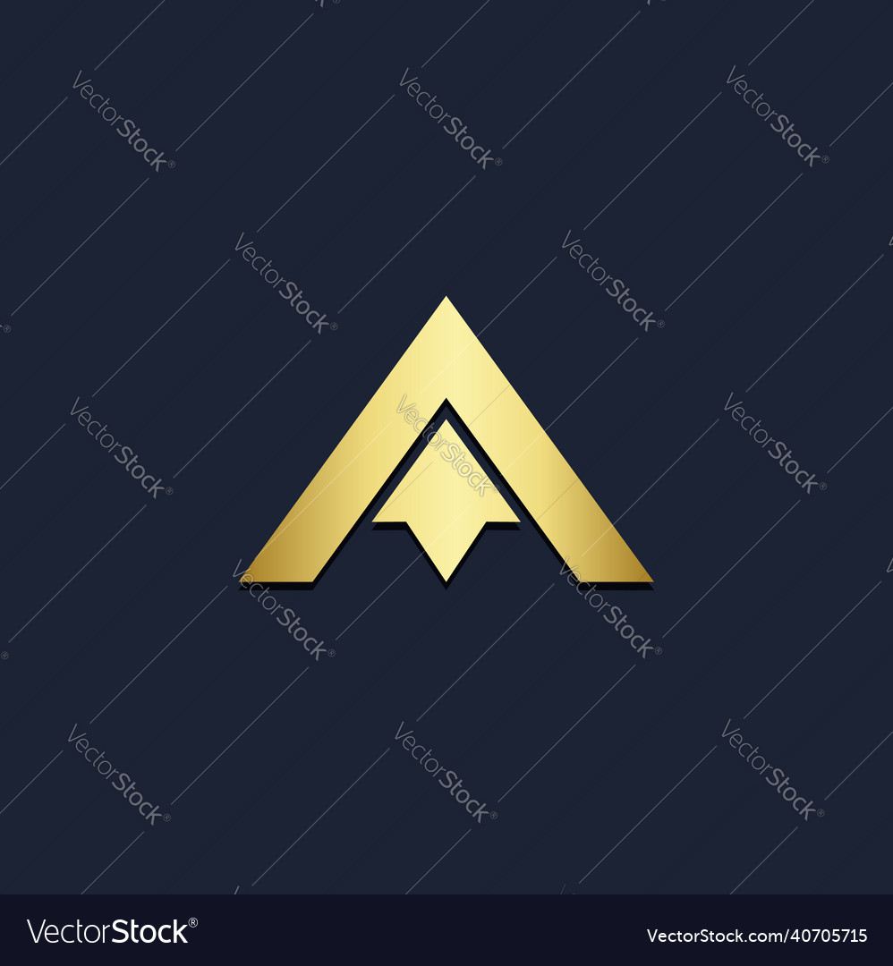 Triangle shape arrow gold logo Royalty Free Vector Image