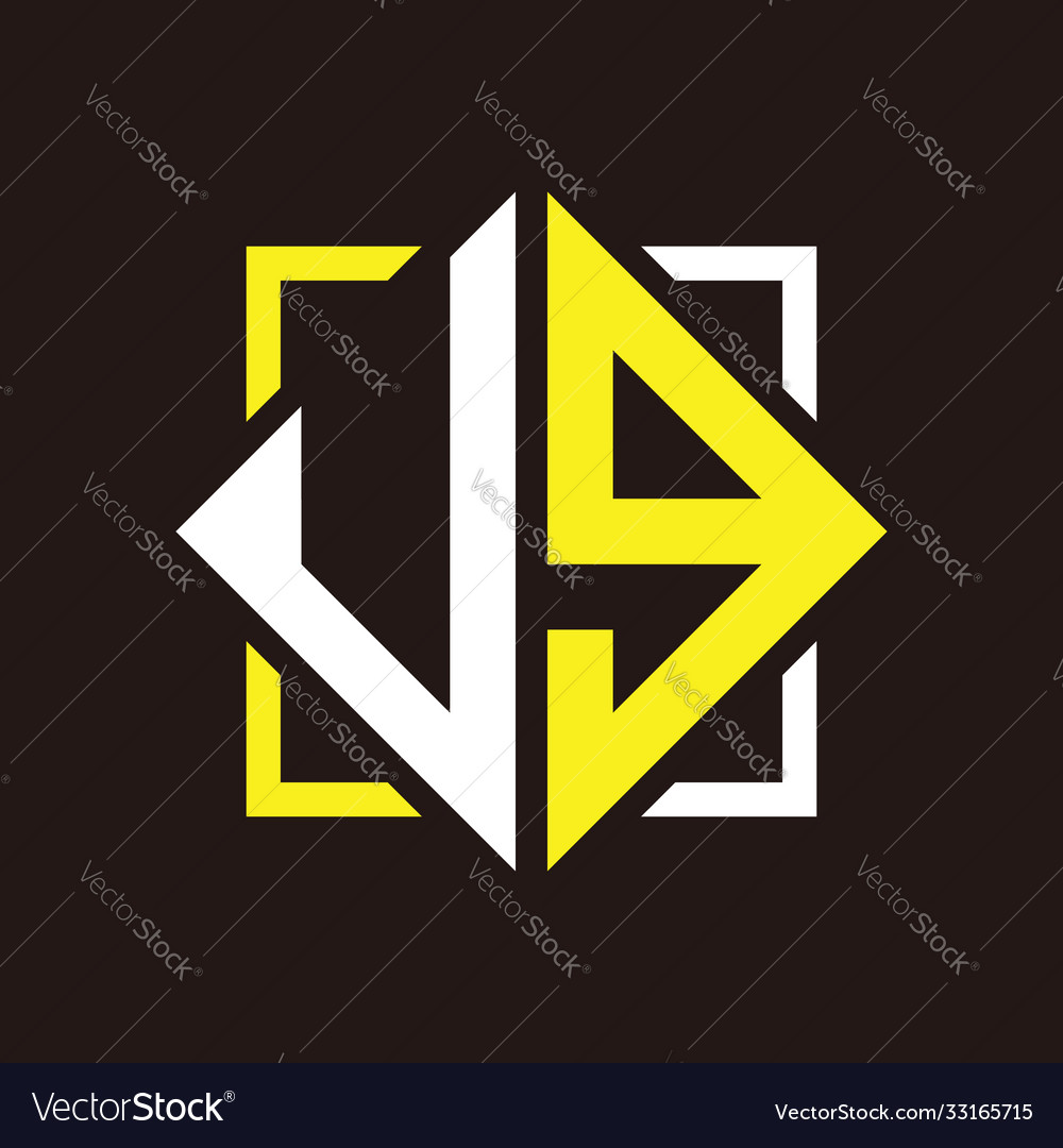 U g initials quadrangle monogram with square