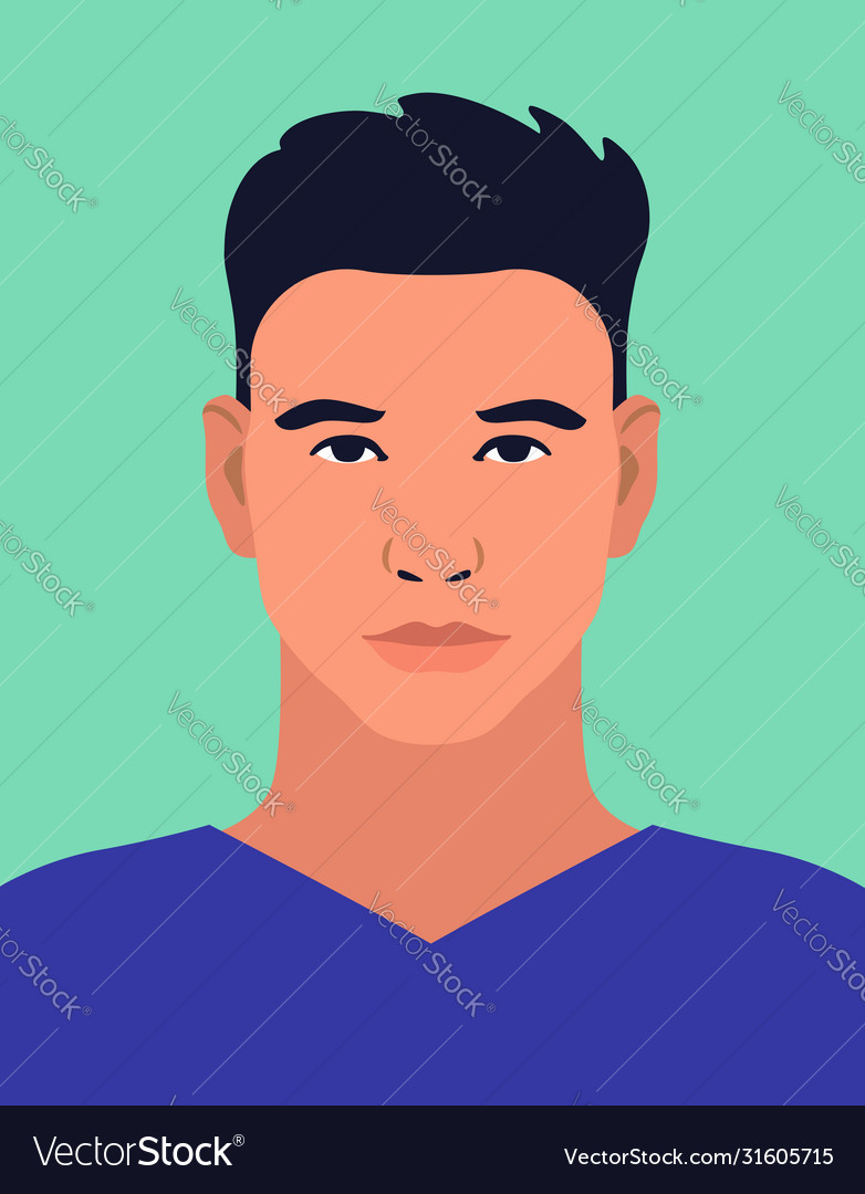 Young man in a t-shirt on beige background Vector Image