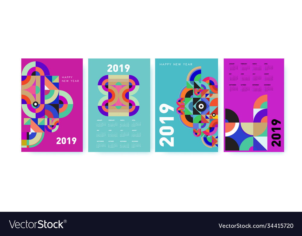 2021 calendar design template with colorful