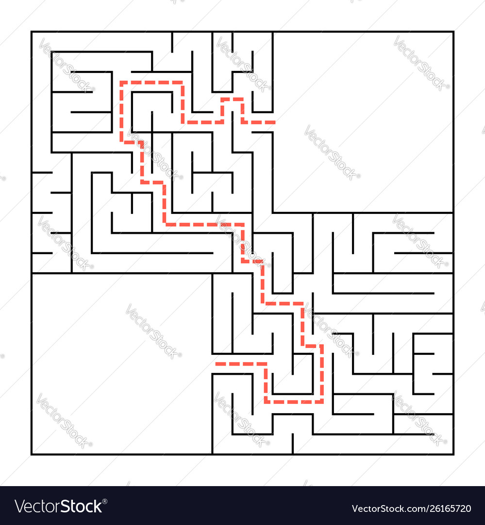 A square labyrinth simple flat isolated on white
