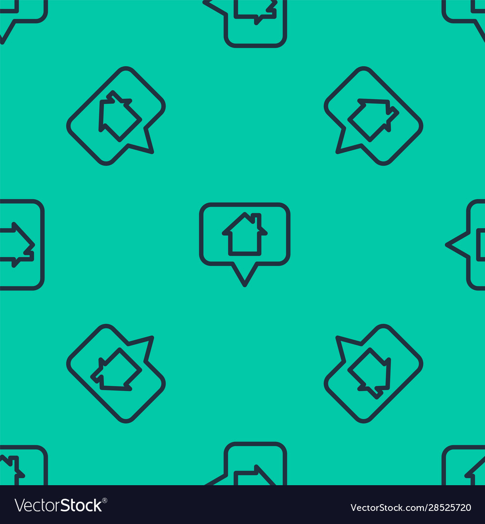 Blue line map pointer with house icon isolated