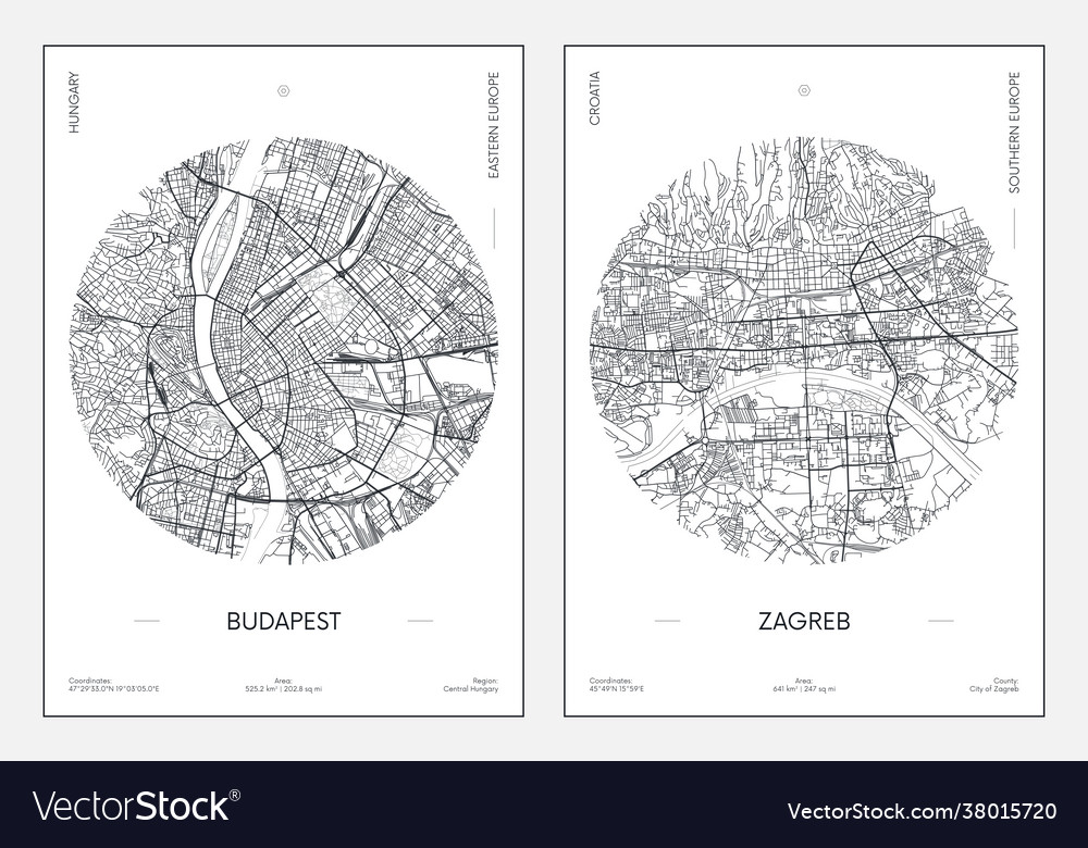 Budapest & Zagreb Stadtkarten