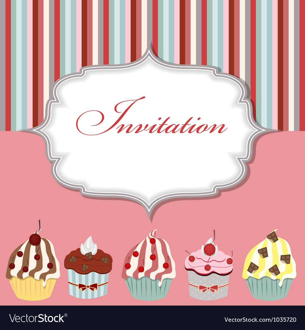 cupcake invitation card royalty free vector image