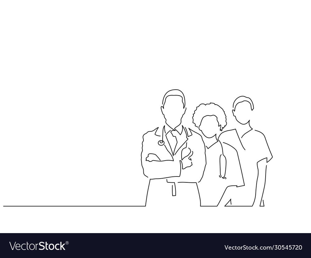 Doctors isolated line drawing Royalty Free Vector Image