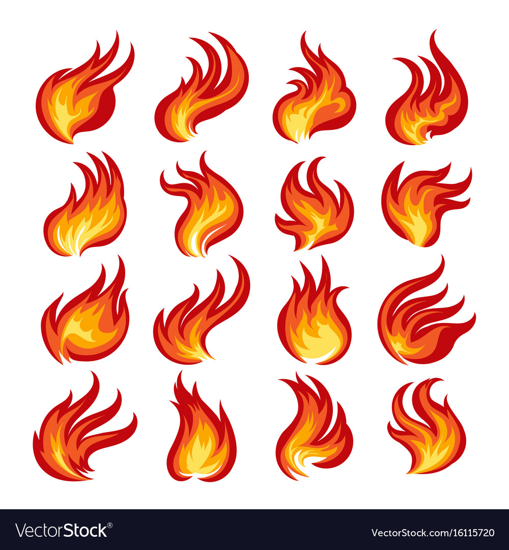 Fire flame emblem set Royalty Free Vector Image