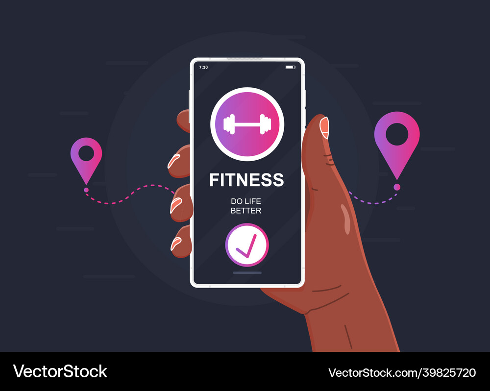 Fitness workout unique design mobile app hand Vector Image