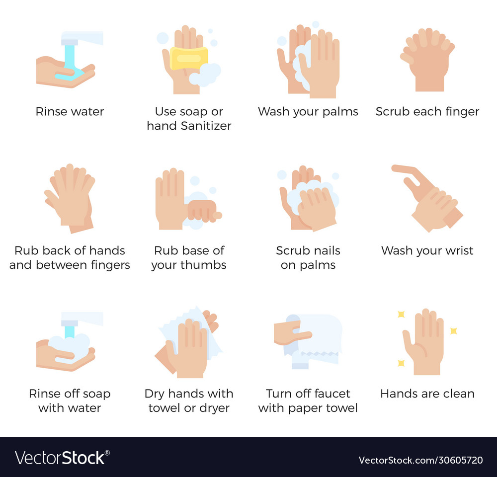 Hand washing steps infographic hand washing icon Vector Image