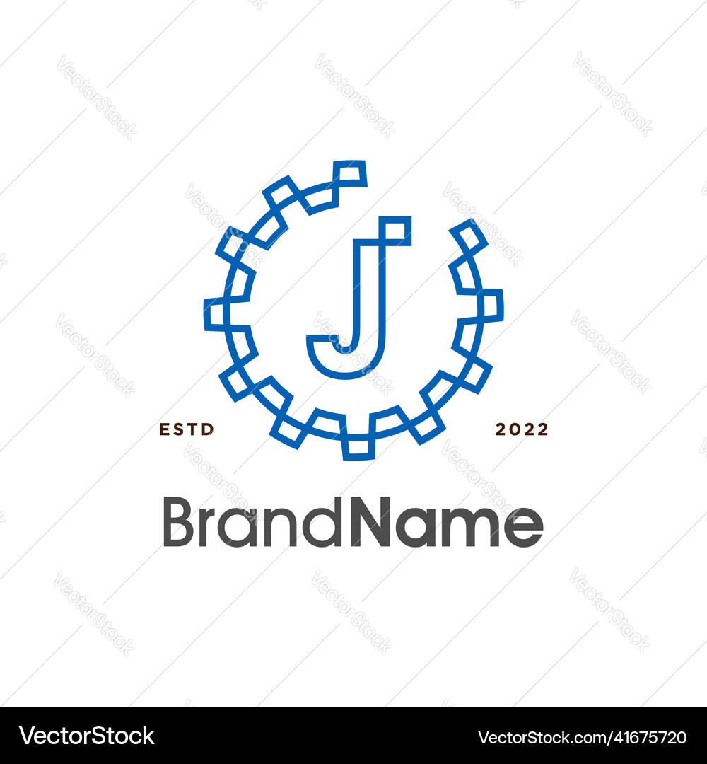 Initial j gear logo Royalty Free Vector Image - VectorStock