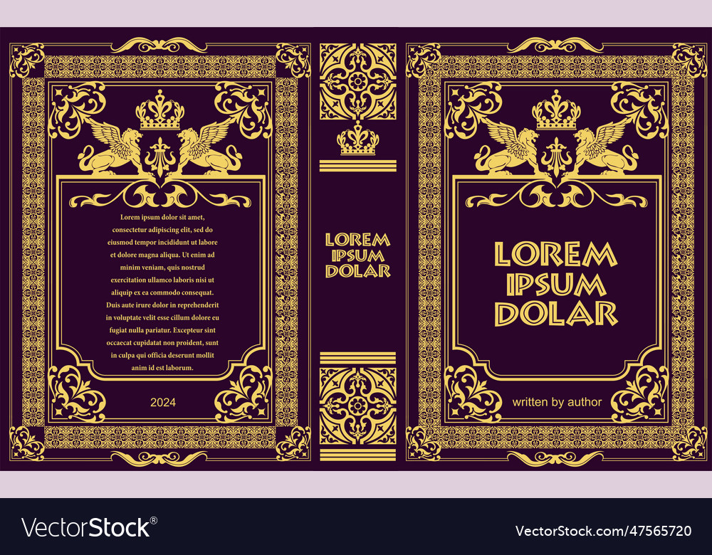 Old book cover design elements color Royalty Free Vector