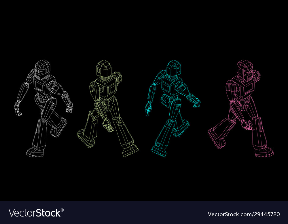 Robot character walking outline