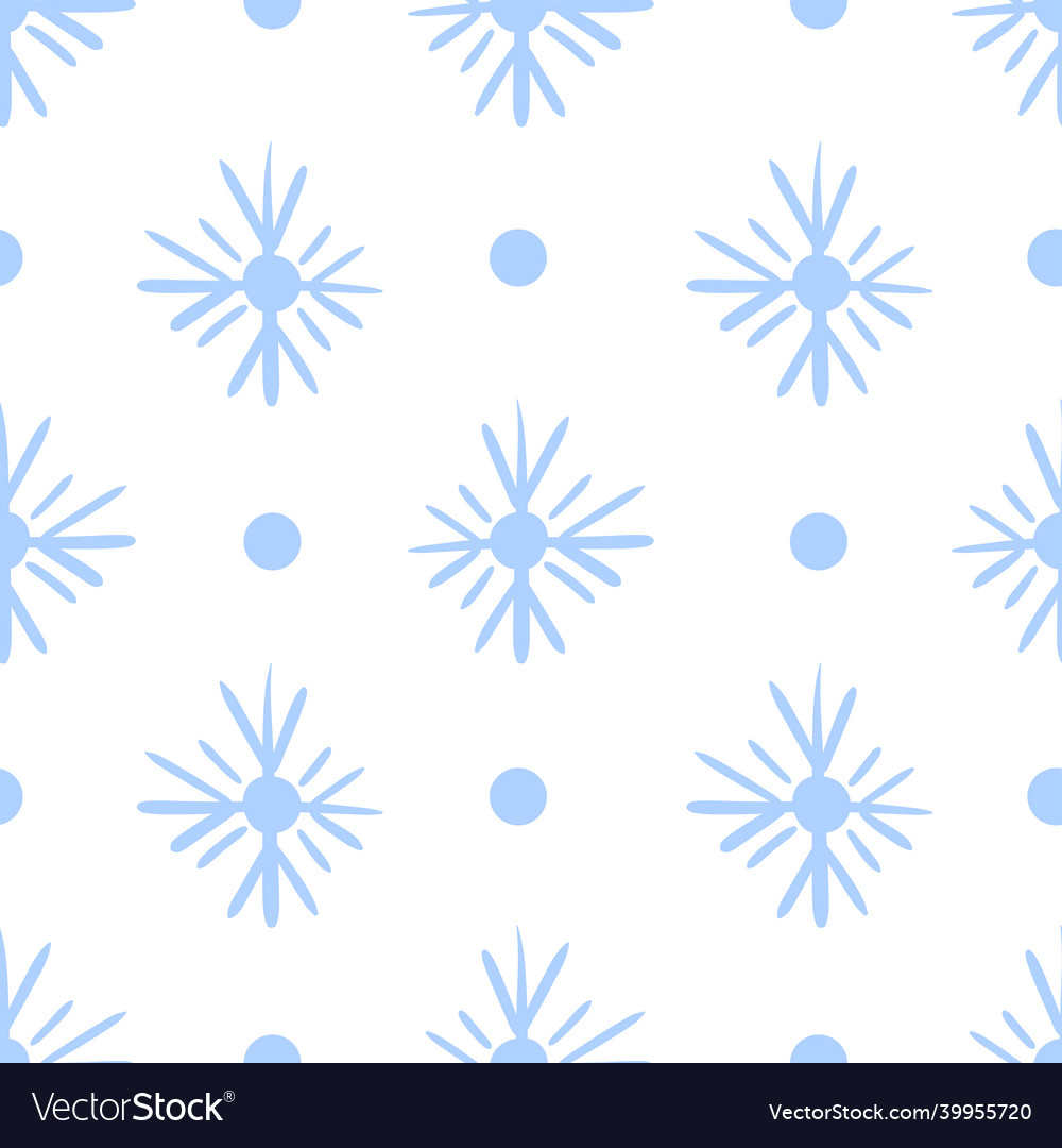 Seamless pattern with polka dots and snowflakes vector image Seamless pattern with polka dots and snowflakes