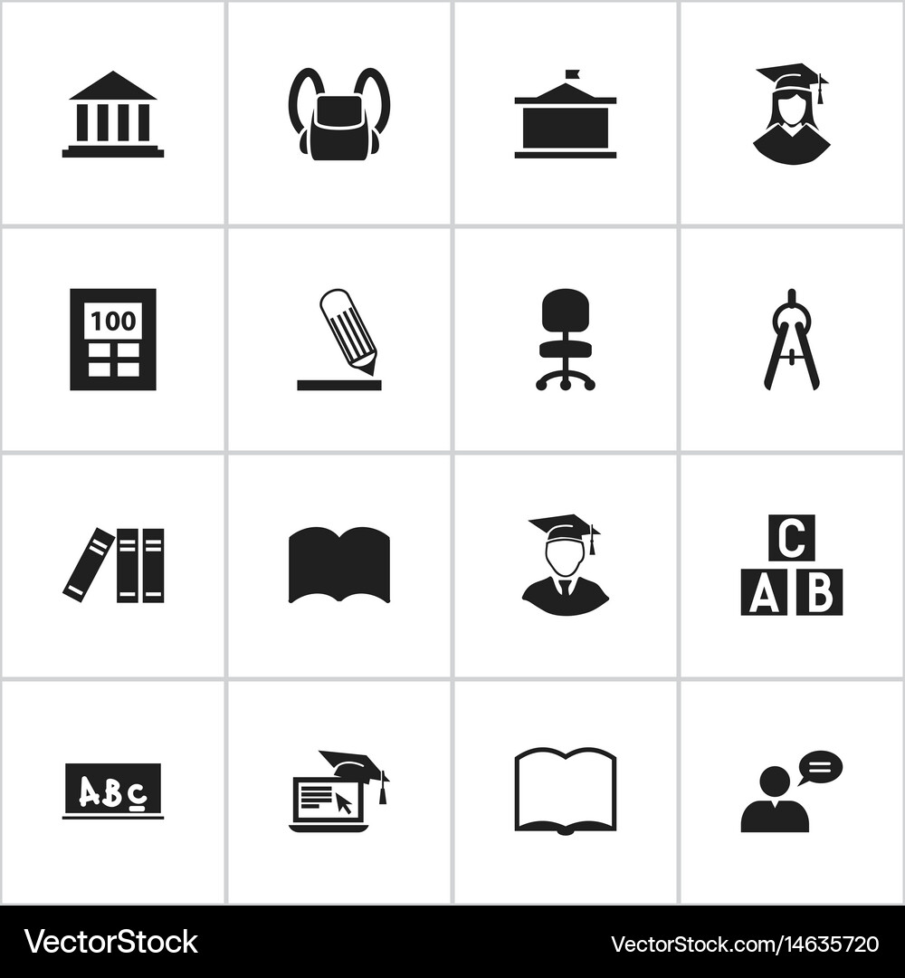 Set of 16 editable graduation icons includes Vector Image