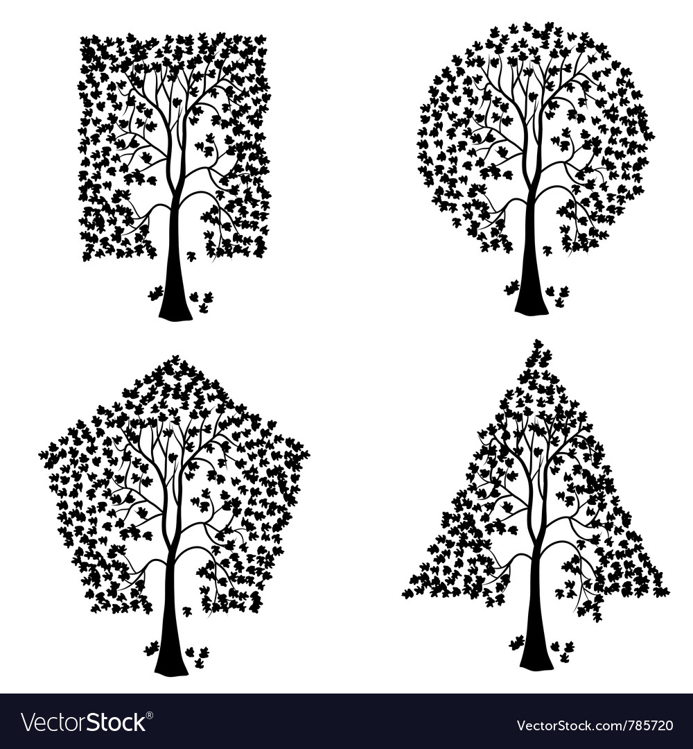 Trees of different geometric shapes set