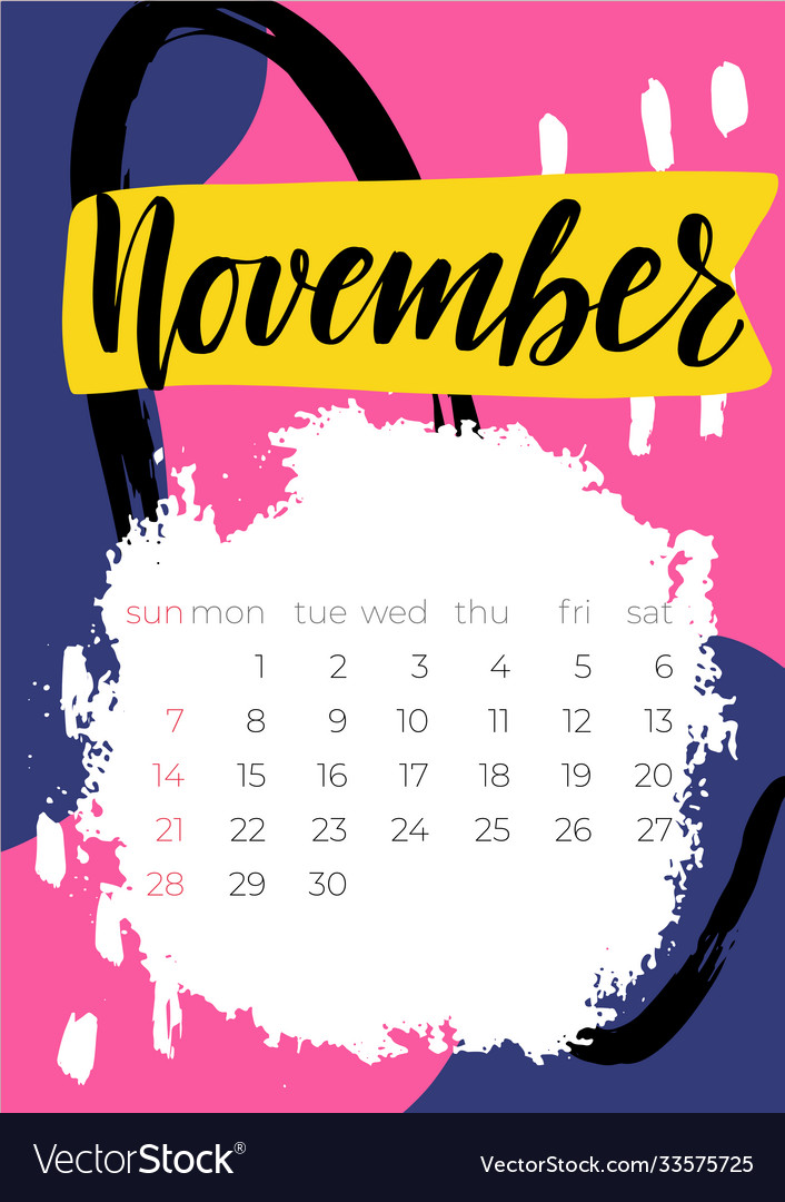 2021 november english calendar abstract Royalty Free Vector