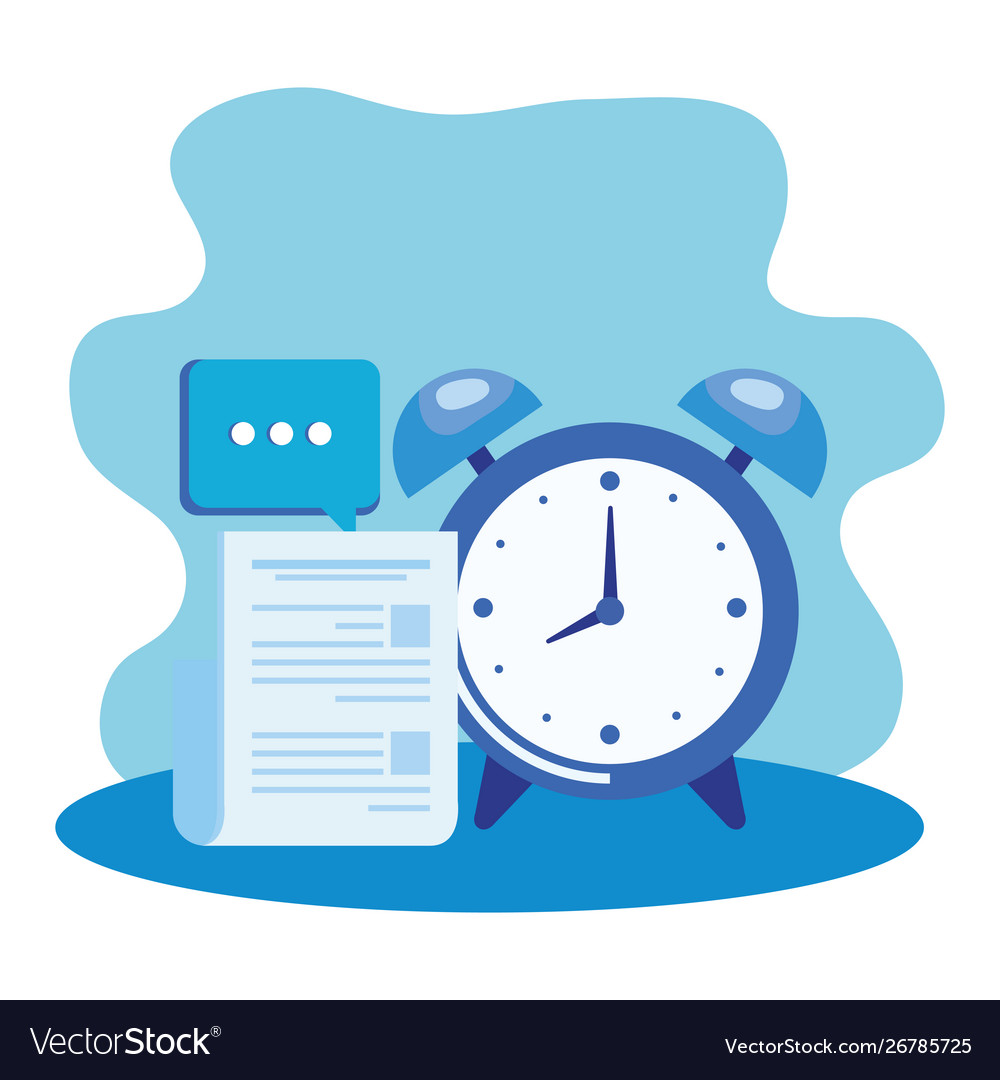 Alarm clock with document file vector image Alarm clock with document file