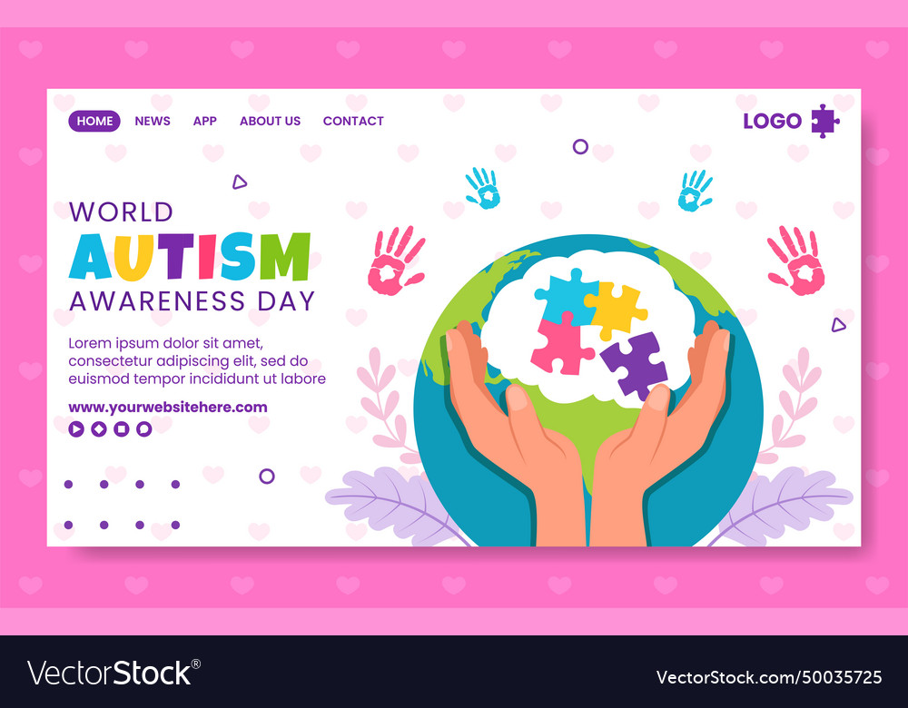 Autism awareness day social media landing page vector image Autism awareness day social media landing page