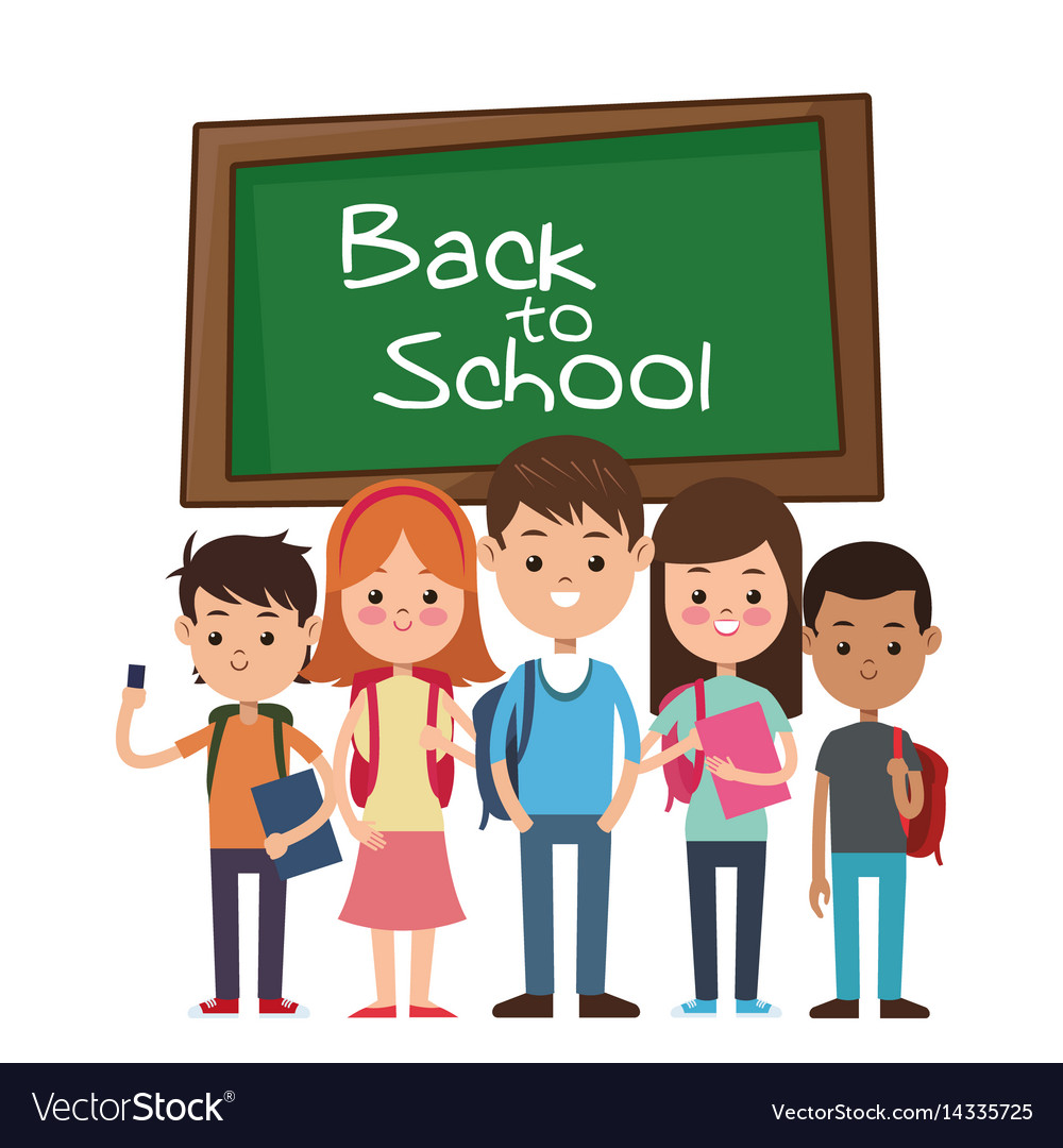 Back to school group student smiling Royalty Free Vector