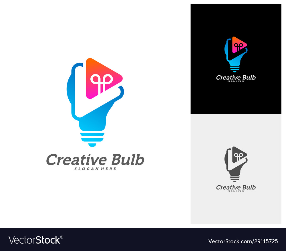 Bulb creative with play icon logo concepts