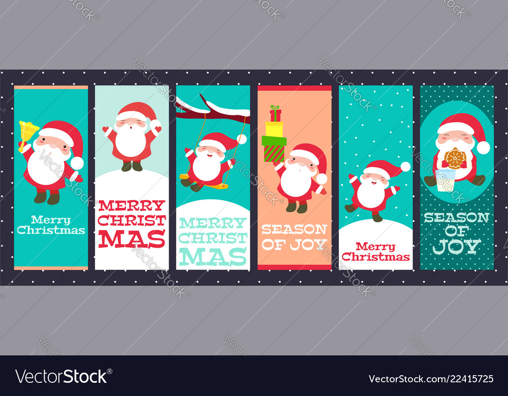 Collection of christmas banners with cute santa