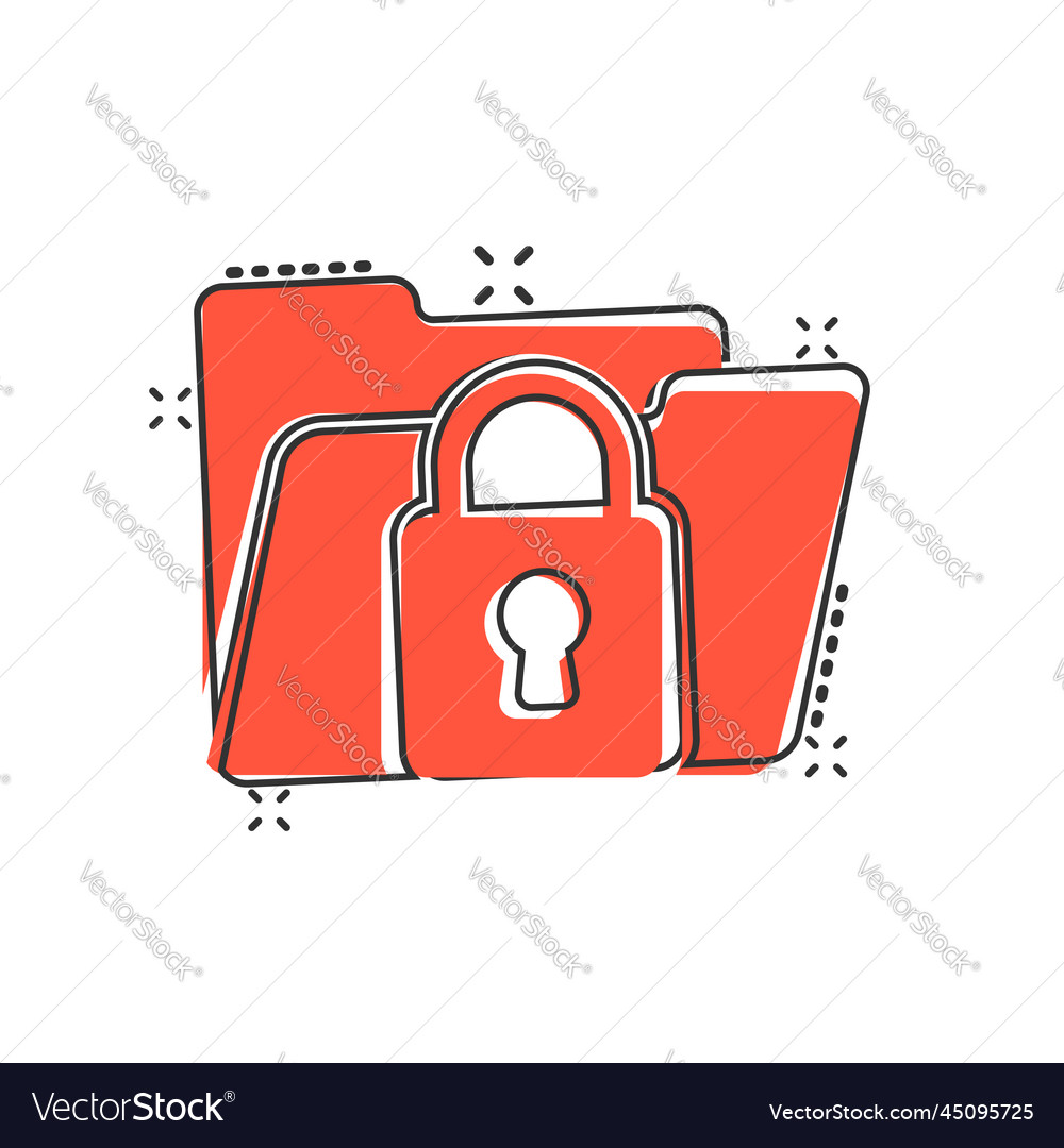 Files folder permission icon in comic style vector image Files folder permission icon in comic style