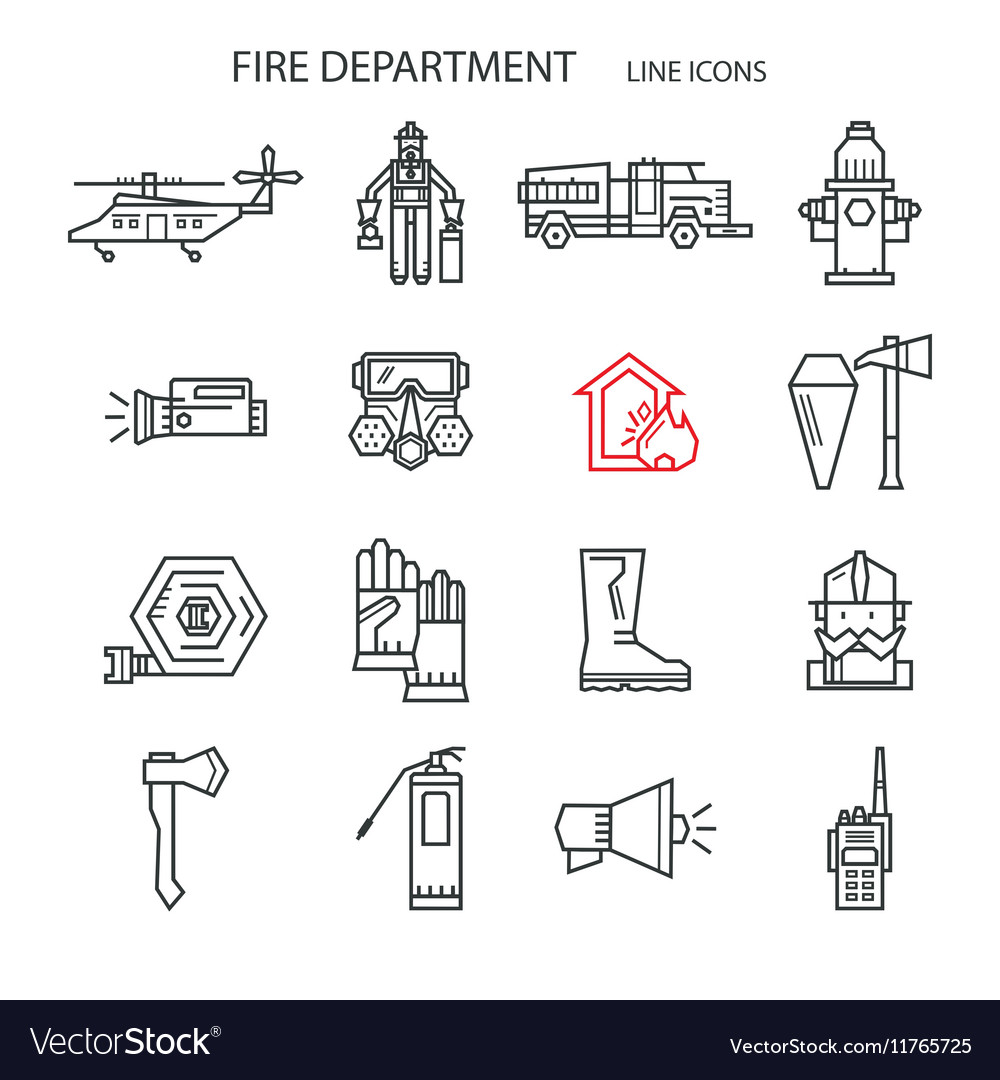 Fire safety contour icons