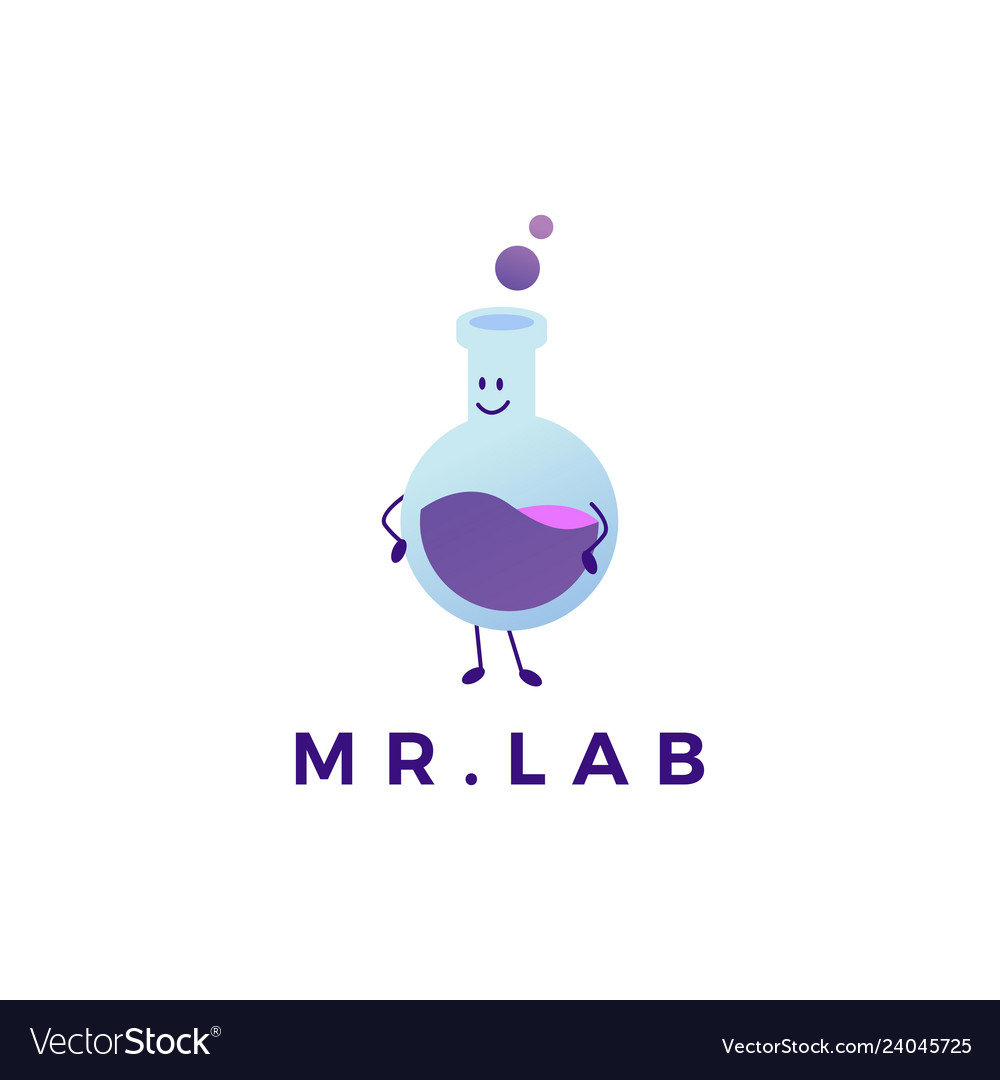 Glass lab mascot character logo icon