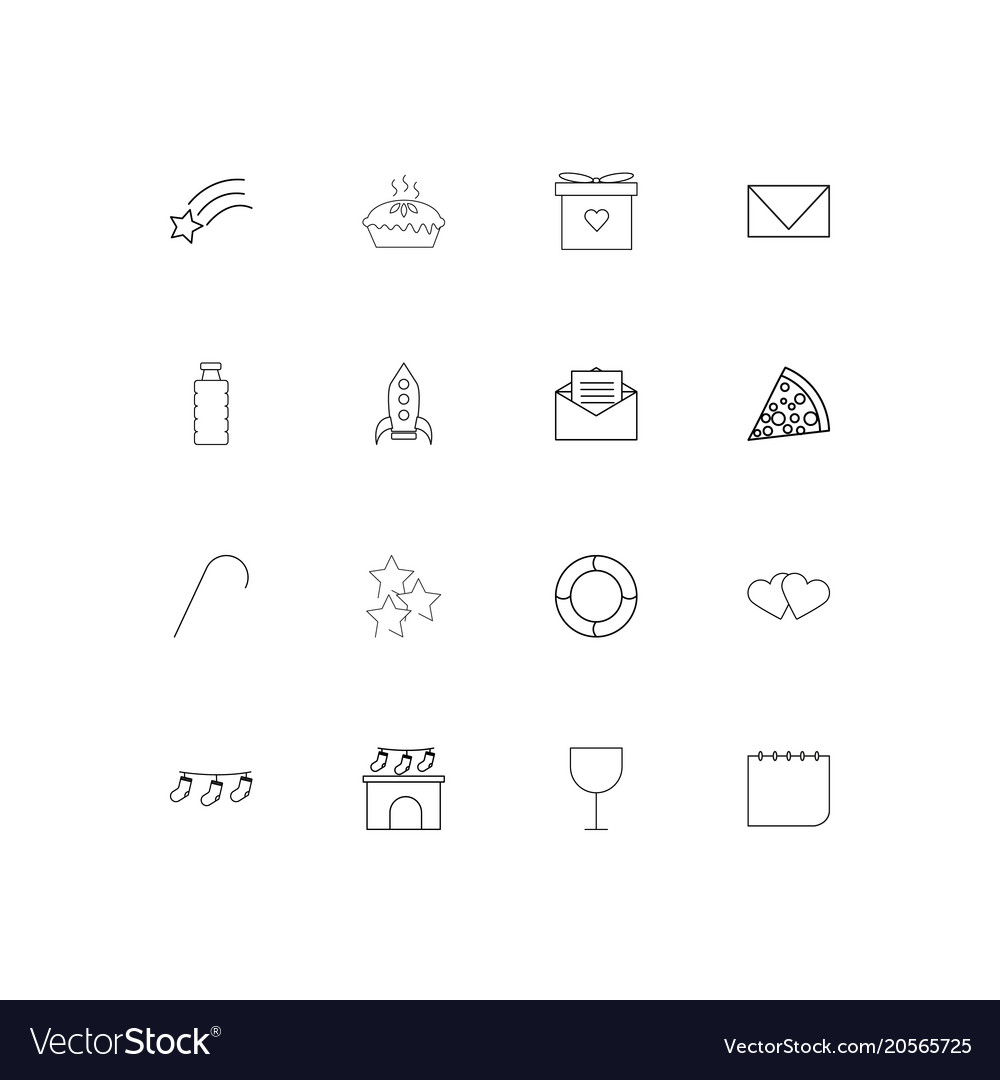 Holidays simple linear icons set outlined