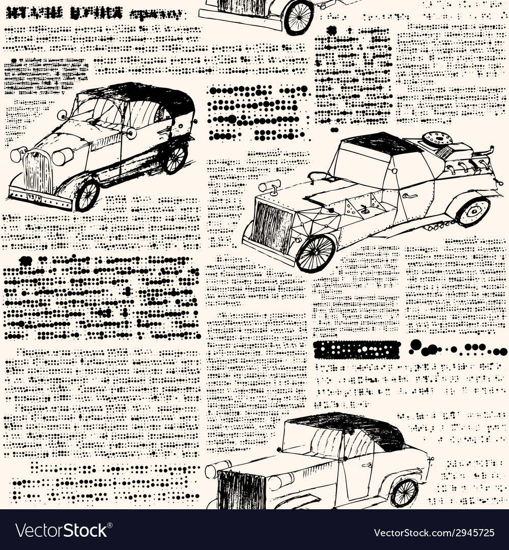 Imitation retro newspaper with cars Royalty Free Vector