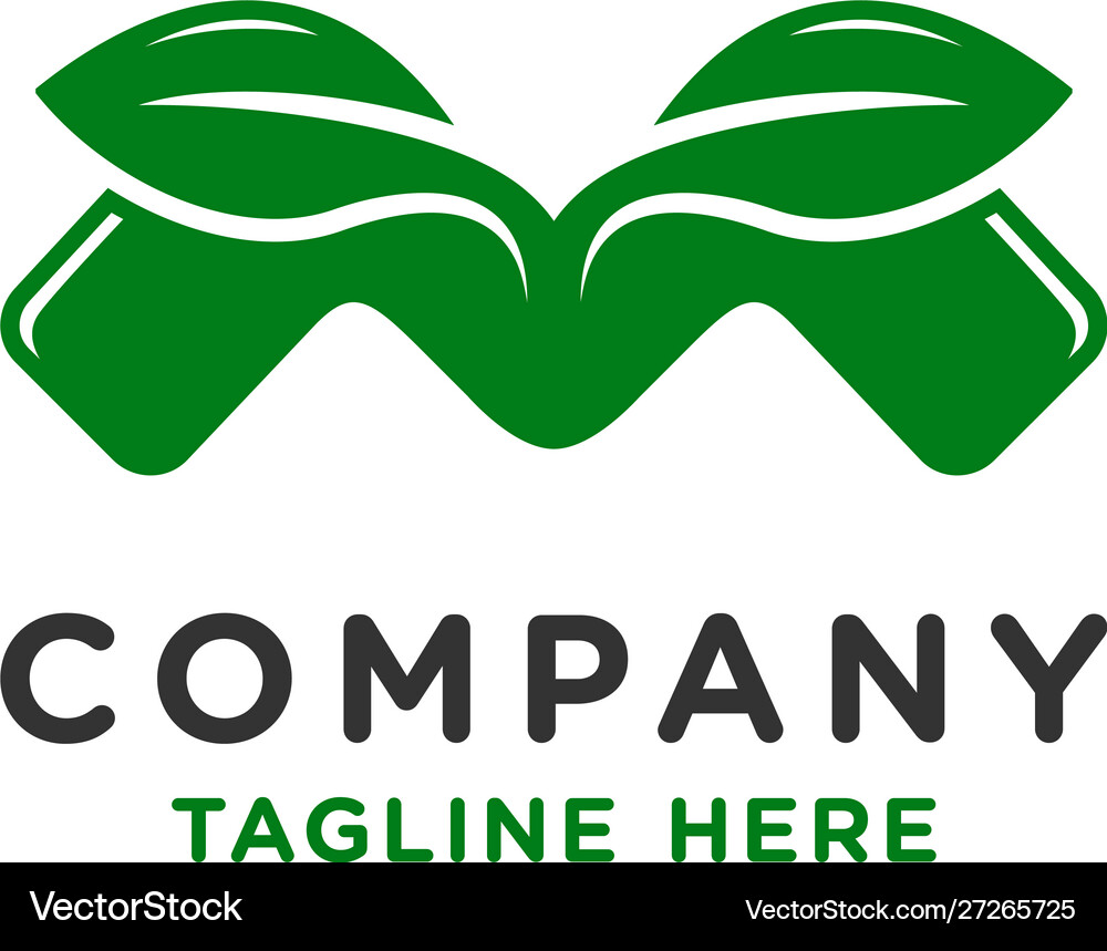 Initial leaf logo m Royalty Free Vector Image - VectorStock
