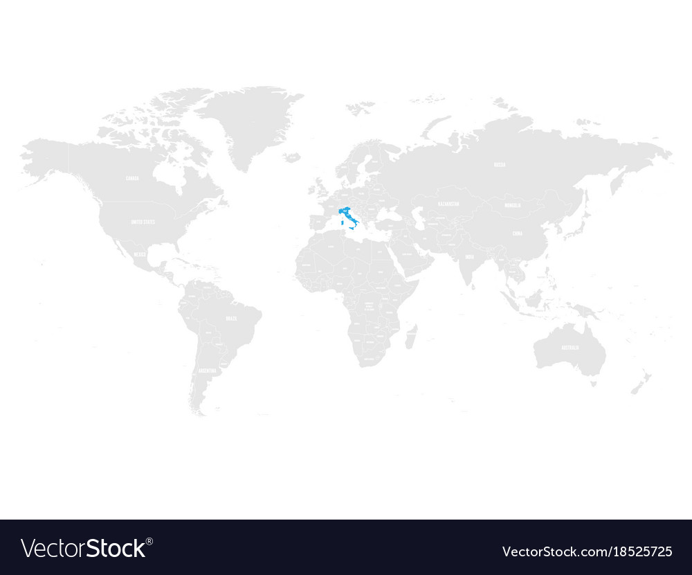 Italy marked by blue in grey world political map Vector Image