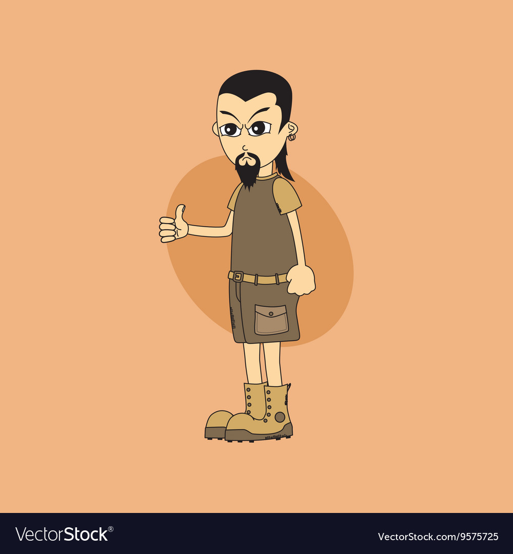 Male Cartoon Character Thumb Up Gesture Royalty Free Vector
