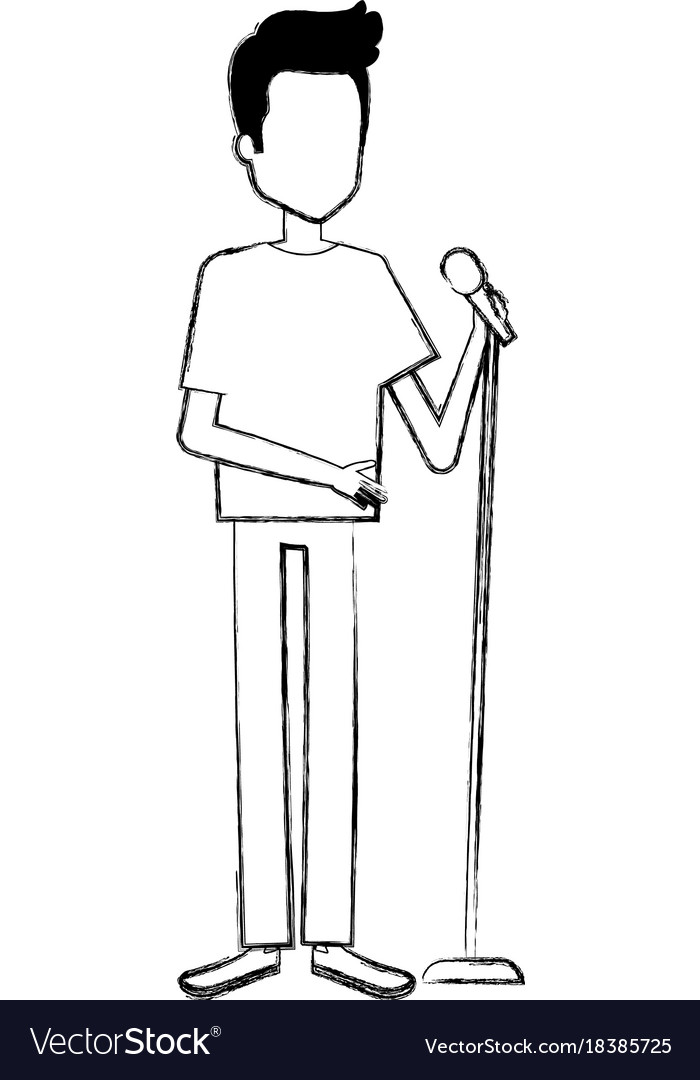 Man singing with microphone