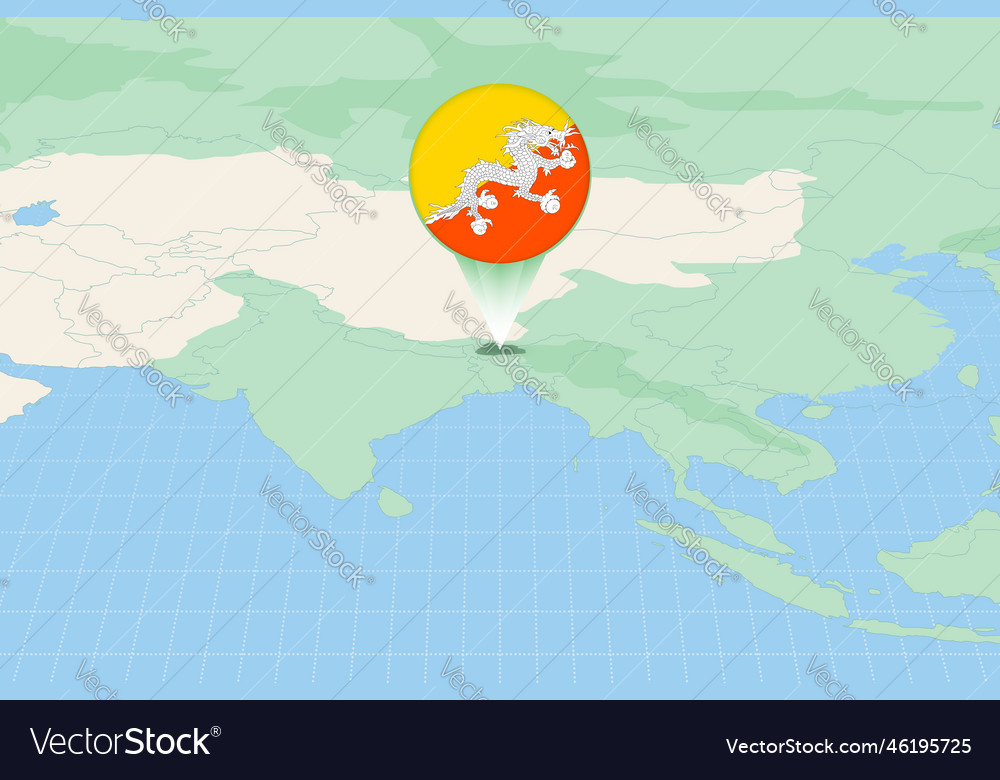 Map of bhutan with the flag cartographic