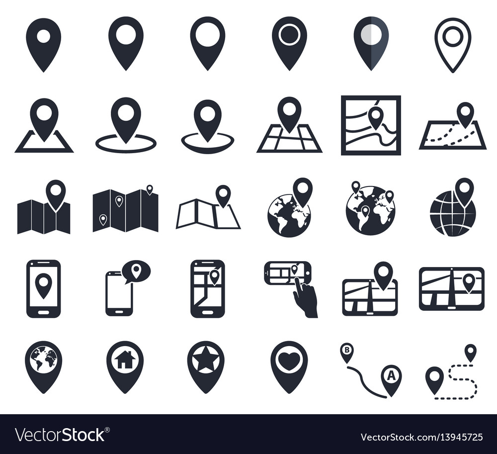 Map Pointer Icons Gps Location Symbol Royalty Free Vector 3434