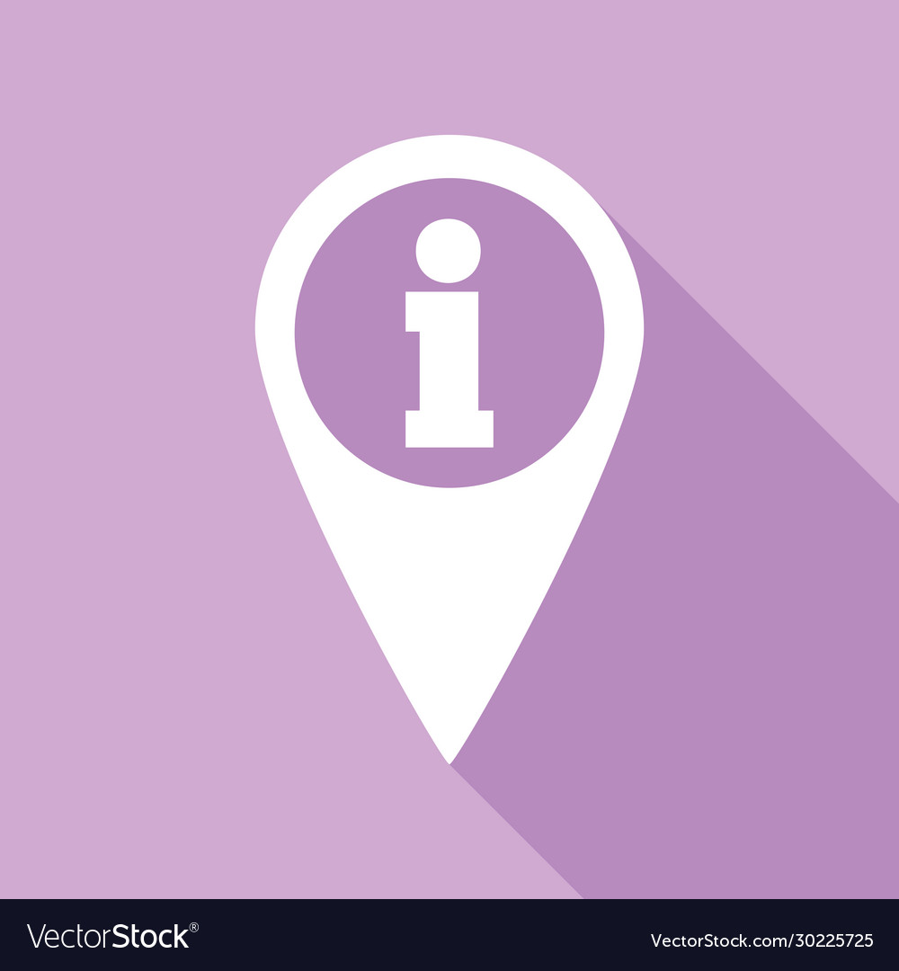 Map pointer with information sign white icon vector image Map pointer with information sign white icon