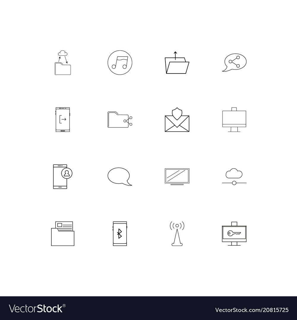 Network and database linear thin icons set