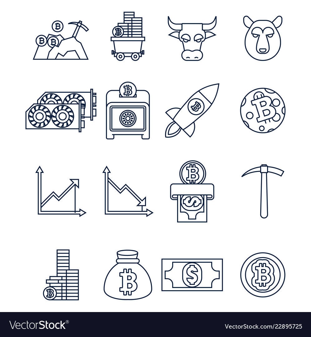 Outline cripto currency icons Vector Image Outline cripto currency icons